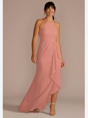 Halter Ruffle Maxi Dress in Dusty Rose David’s Bridal - DB Studio